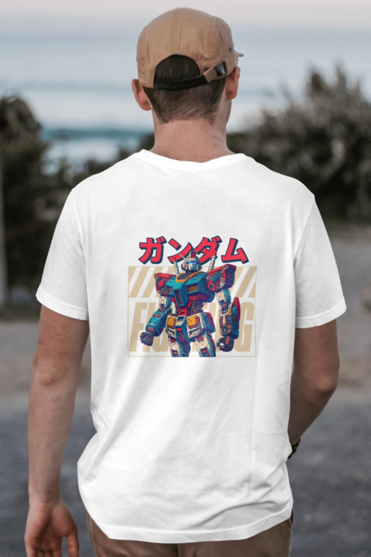 GUNDAM FIGHTING - OVERSIZED T SHIRT - BLACK/ WHITE - Wild Chimp