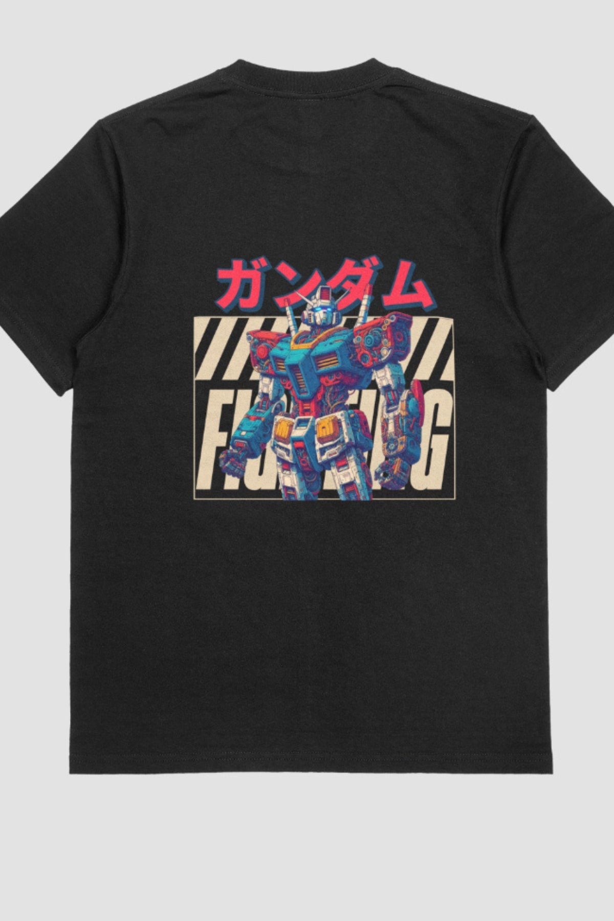 GUNDAM FIGHTING - OVERSIZED T SHIRT - BLACK/ WHITE - Wild Chimp