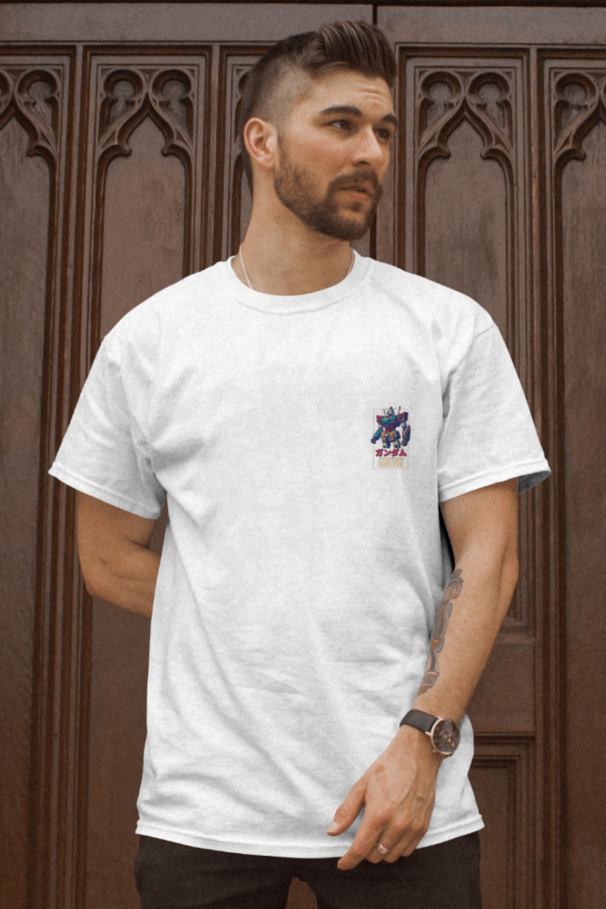 GUNDAM FIGHTING - OVERSIZED T SHIRT - BLACK/ WHITE - Wild Chimp