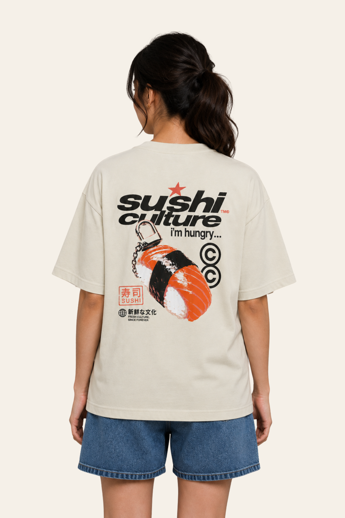 Sushi Culture - Oversized Tee - Beige