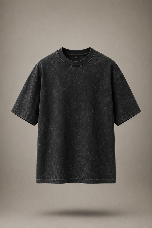 Oversized Premium Tee - Acid Wash - Black