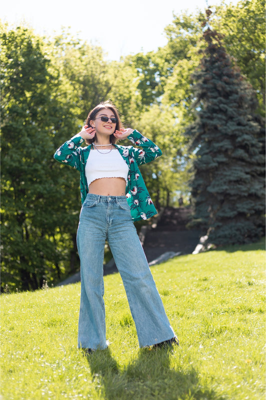WOMEN'S BAGGY JEANS - ICE BLUE