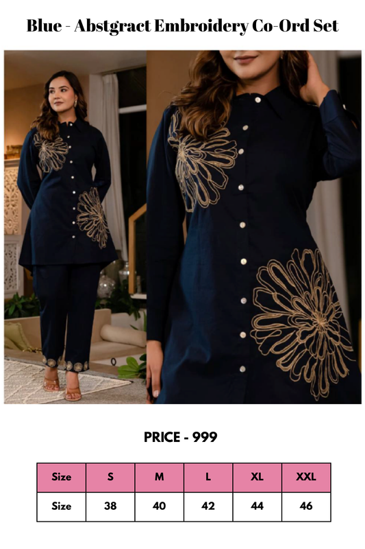 Co-Ords - Blue - Abstract Embroidery Co-Ords
