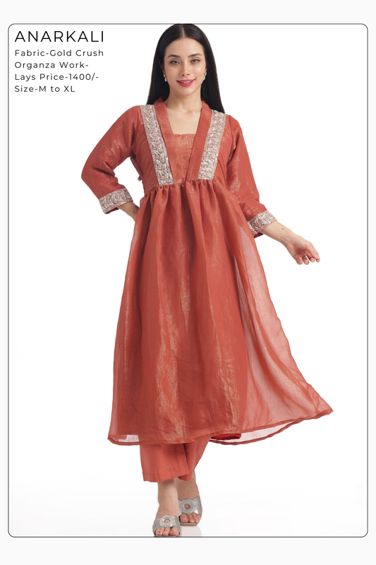 Party Wear - Anarkali - Orange