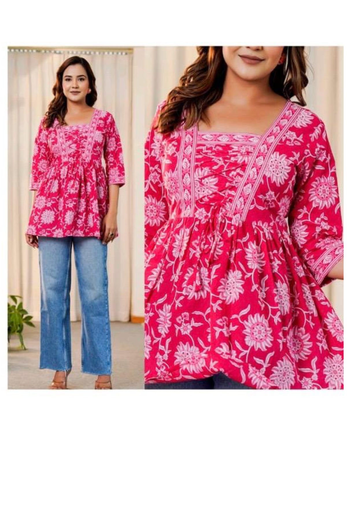 Top - Pink - Zig Zag Cross Top