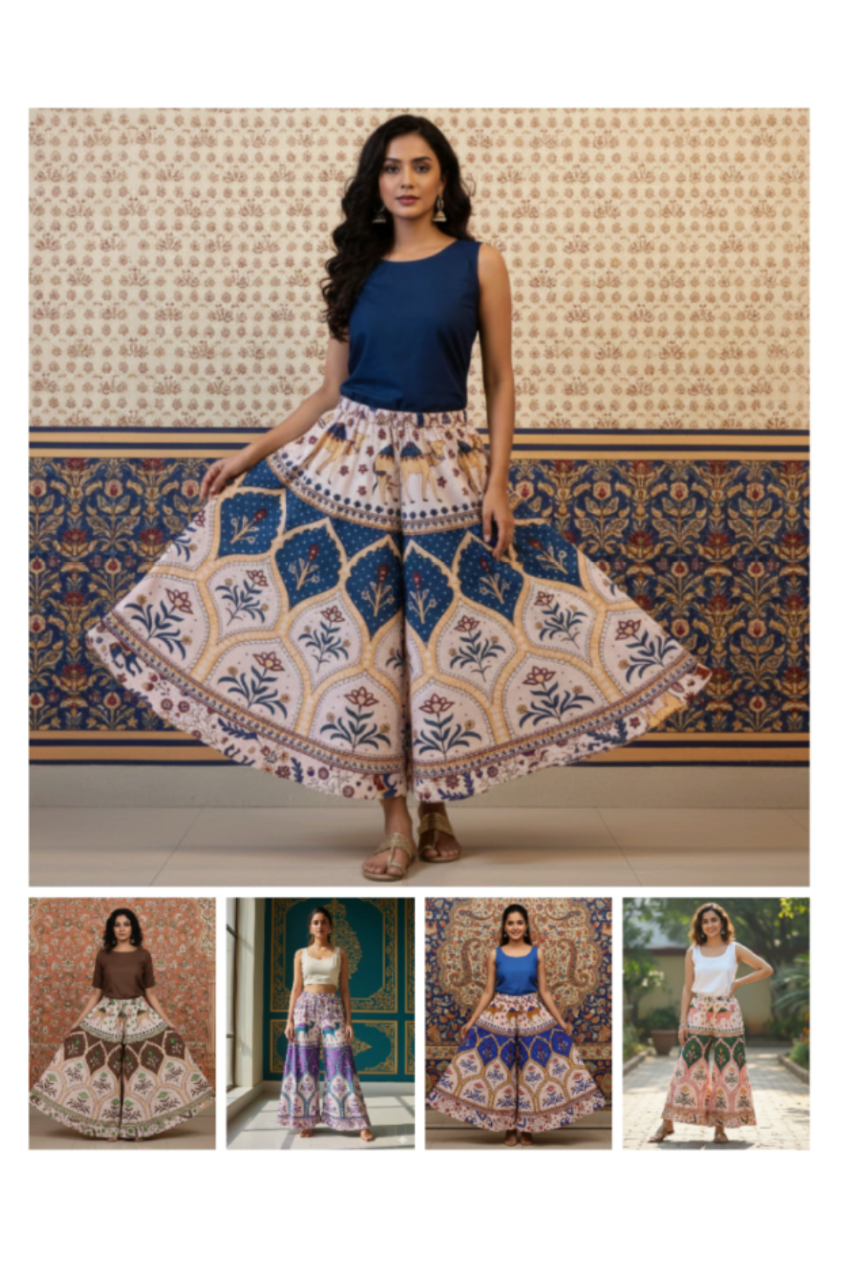 Palazzo Pants - Cotton Mixed Flared Palazzo Pants