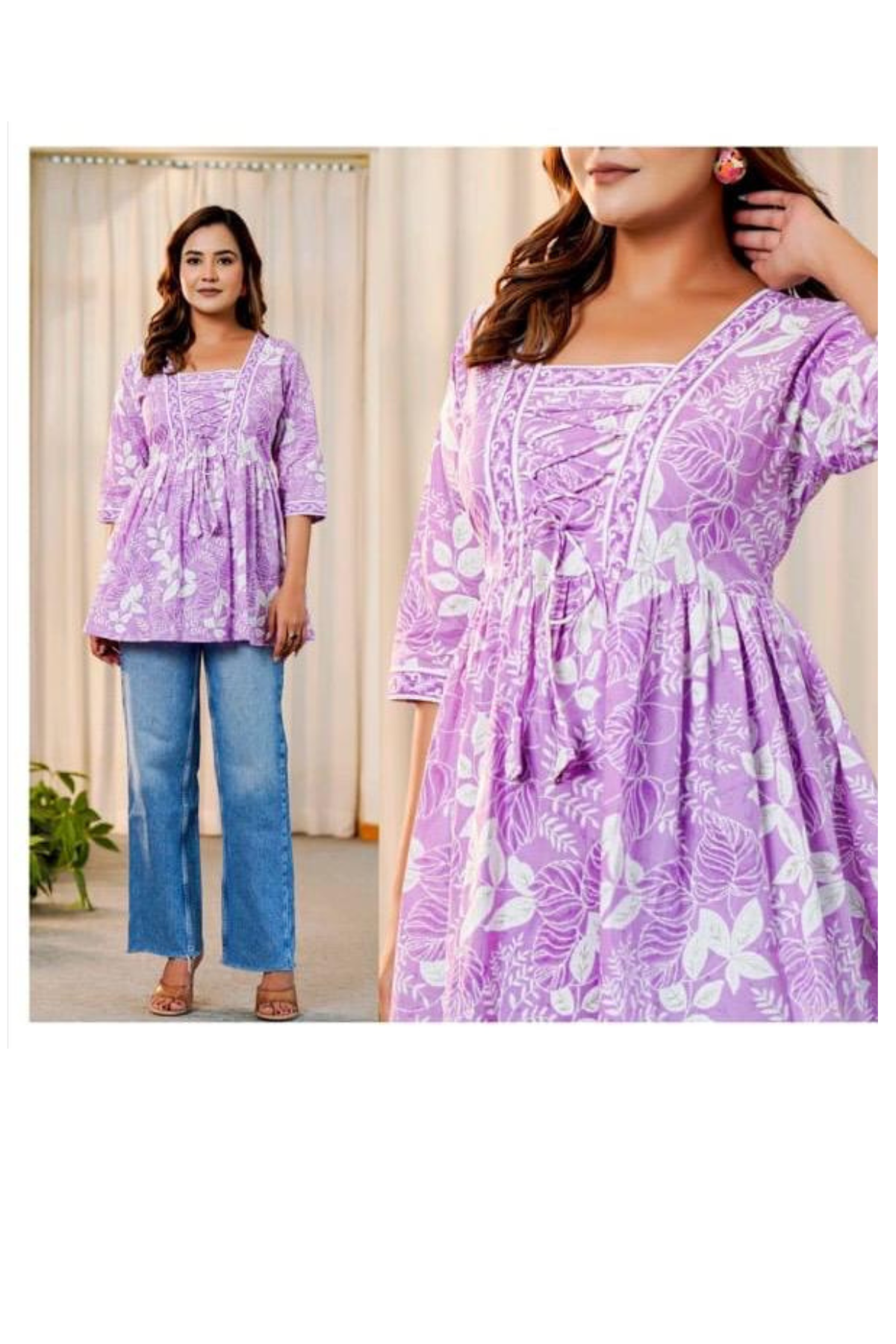 Top - Lavender - Zig Zag Cross Top