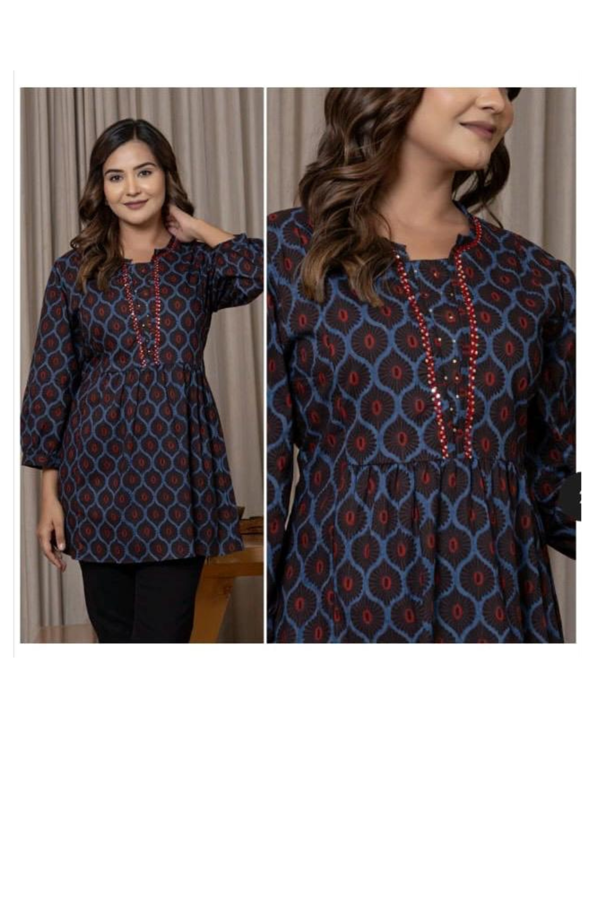 Top - Brown - Cotton Sequence Work Top