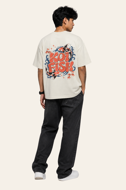 Koi Fish - Oversized Tee - Beige