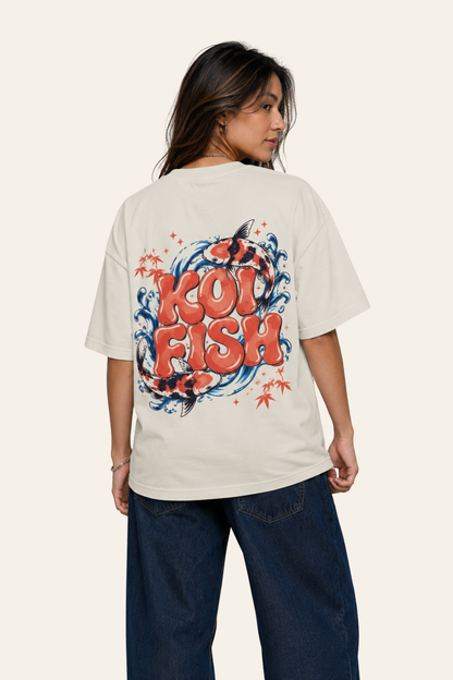 Koi Fish - Oversized Tee - Beige