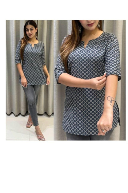 Top - Ash - Round Neck V Cut Straight Top