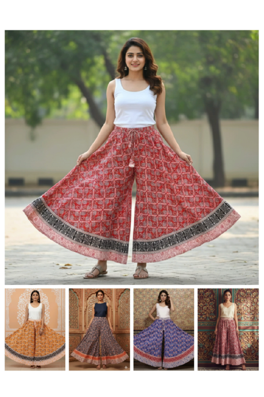 Palazzo Pants - Cotton Mixed Flared Palazzo Pants