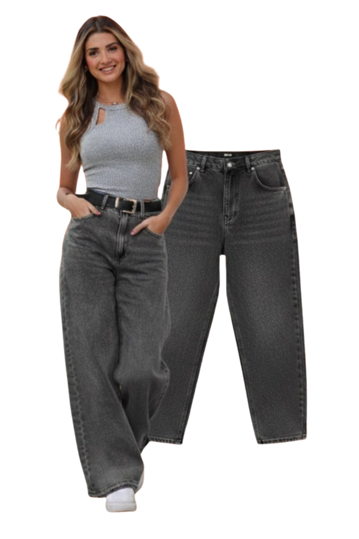 WOMEN'S BAGGY JEANS - LIGHT BLACK