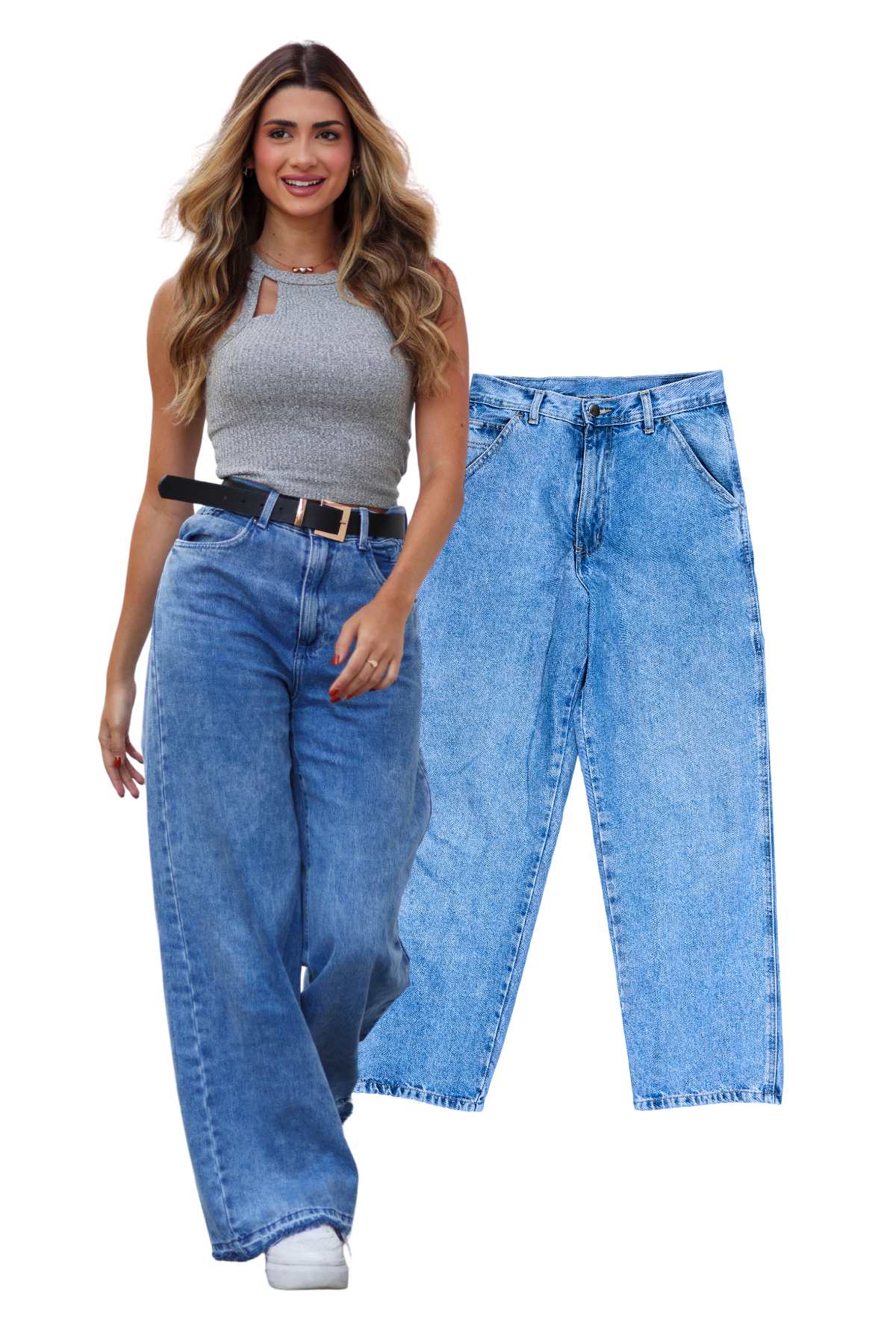 WOMEN'S BAGGY JEANS - ICE BLUE