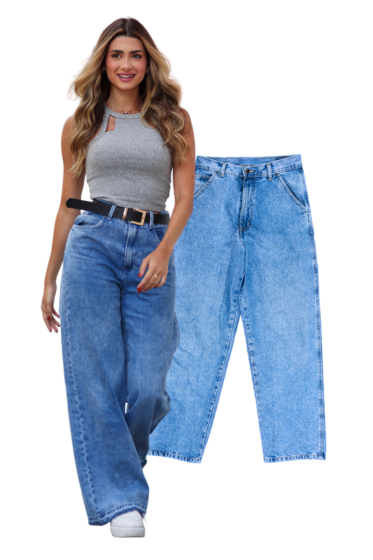 WOMEN'S BAGGY JEANS - ICE BLUE