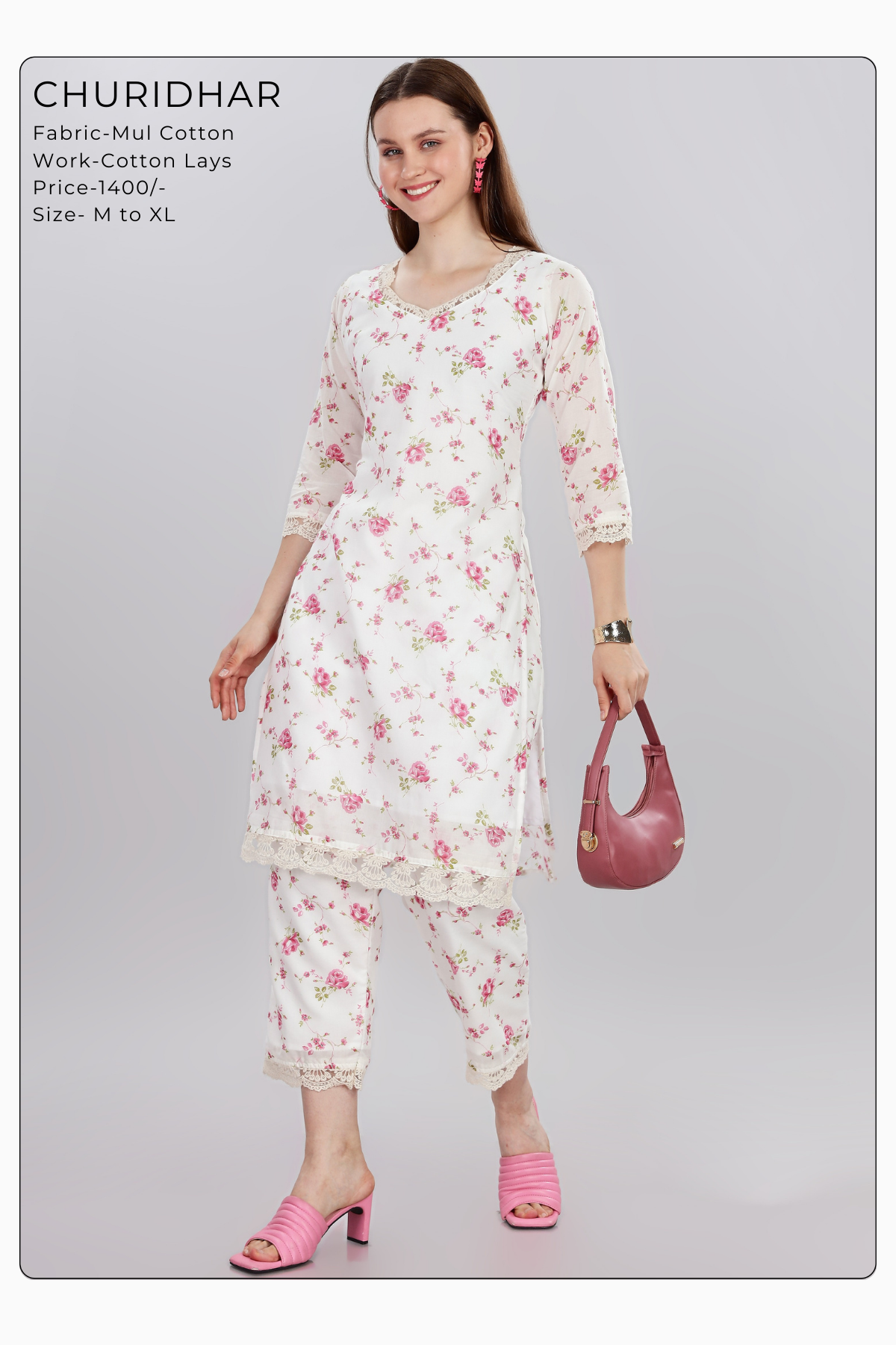 Churidar - White and Floral