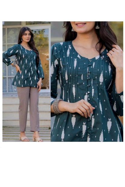 Top - Green - V Neck Pin Tux Top