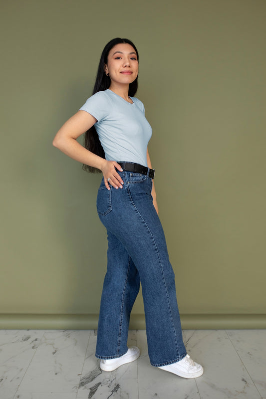 WOMEN'S BAGGY JEANS - DARK BLUE