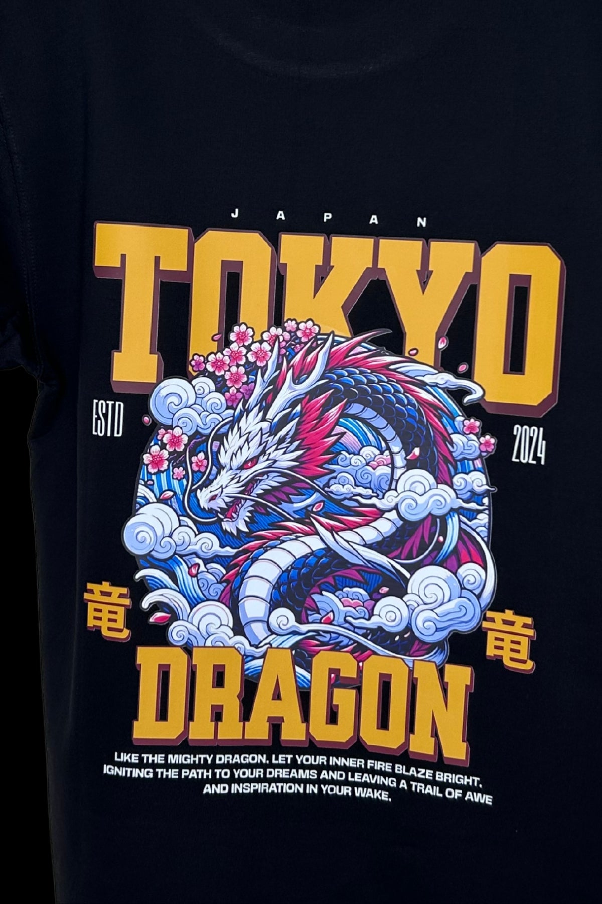 TOKYO DRAGON - OVERSIZED TEE - TEAL BLUE/ BLACK - Wild Chimp