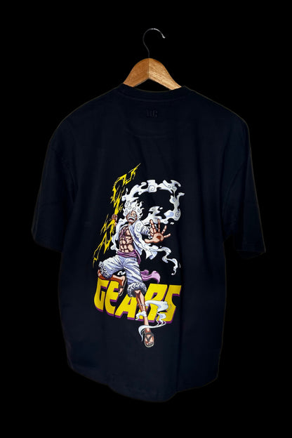 LUFFY GEARS - OVERSIZED TEE - BLACK - Wild Chimp