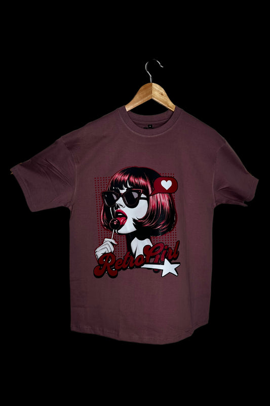 RETRO GIRL - OVERSIZED TEE - DUSKY ROSE - Wild Chimp