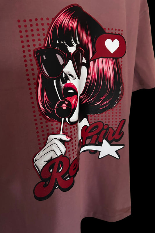 RETRO GIRL - OVERSIZED TEE - DUSKY ROSE - Wild Chimp