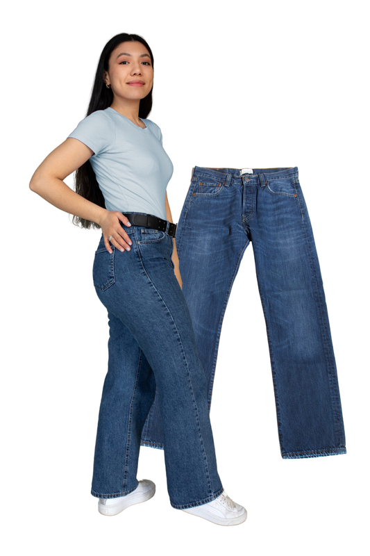 WOMEN'S BAGGY JEANS - DARK BLUE