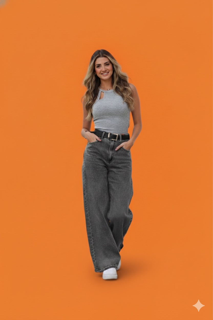 WOMEN'S BAGGY JEANS - LIGHT BLACK