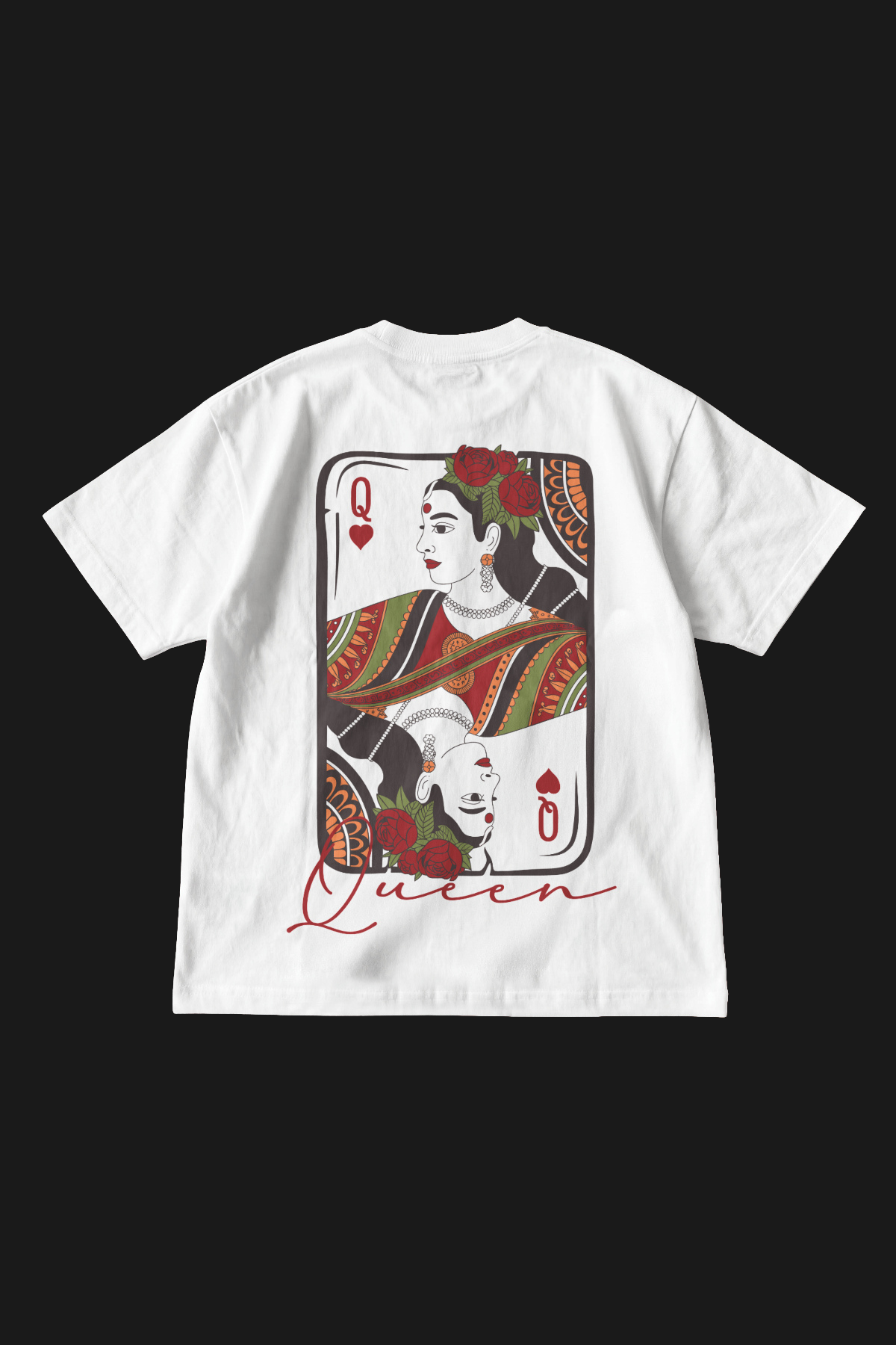 QUEEN OF HEARTS - OVERSIZED TEE - WHITE