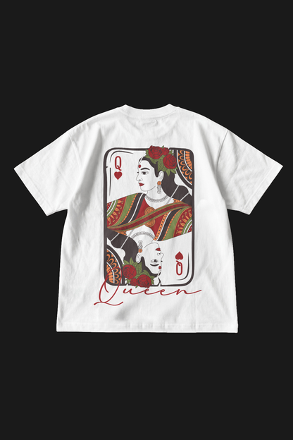 QUEEN OF HEARTS - OVERSIZED TEE - WHITE