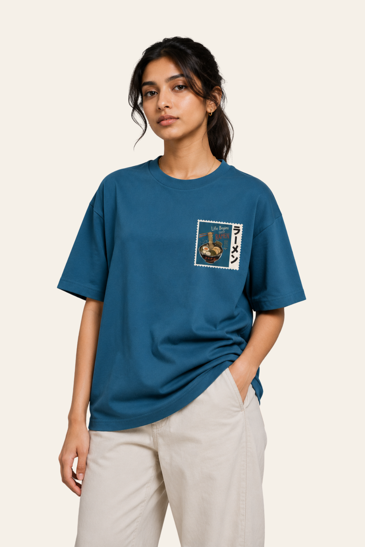 Ramen - Oversized Tee - Teal Blue
