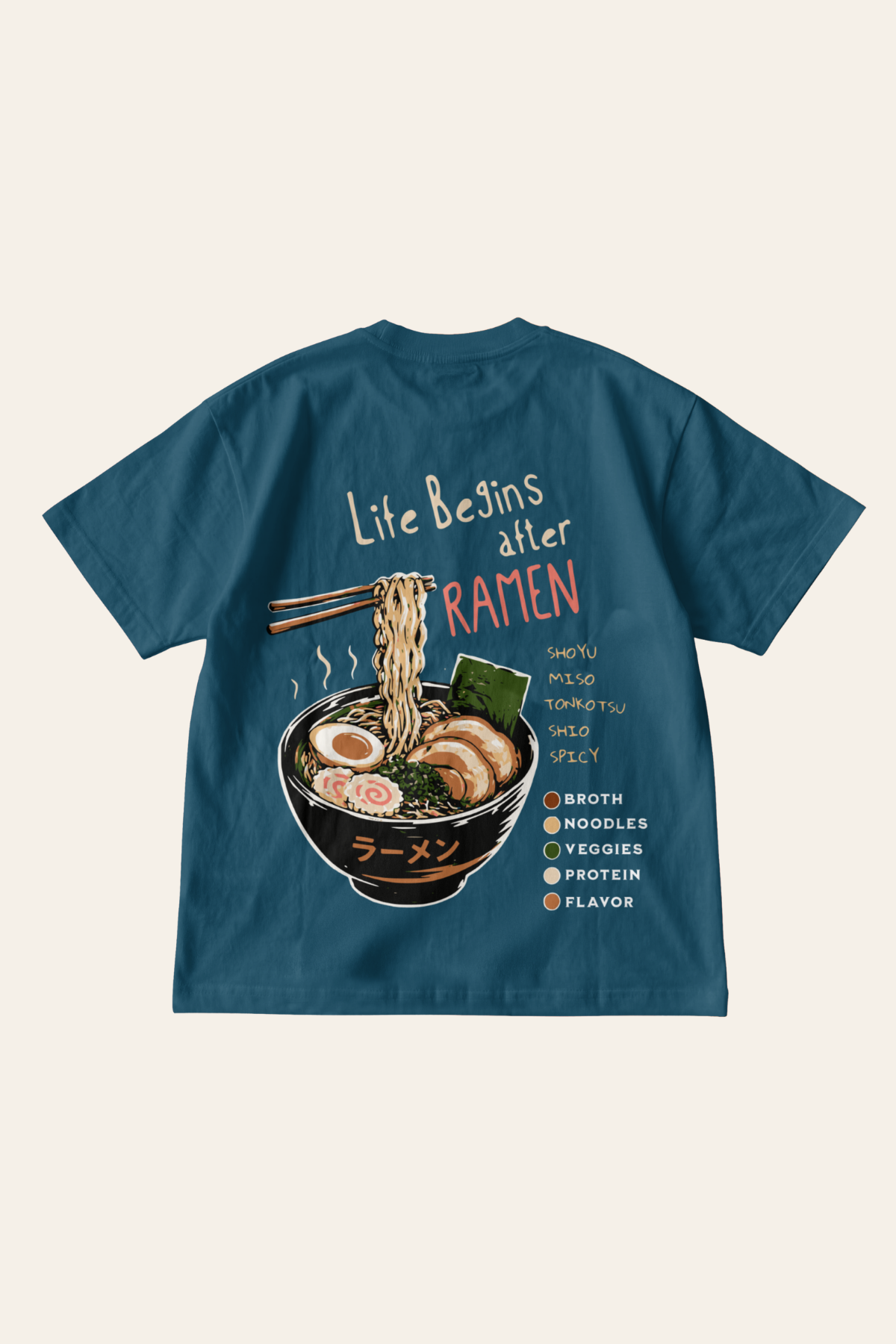 Ramen - Oversized Tee - Teal Blue