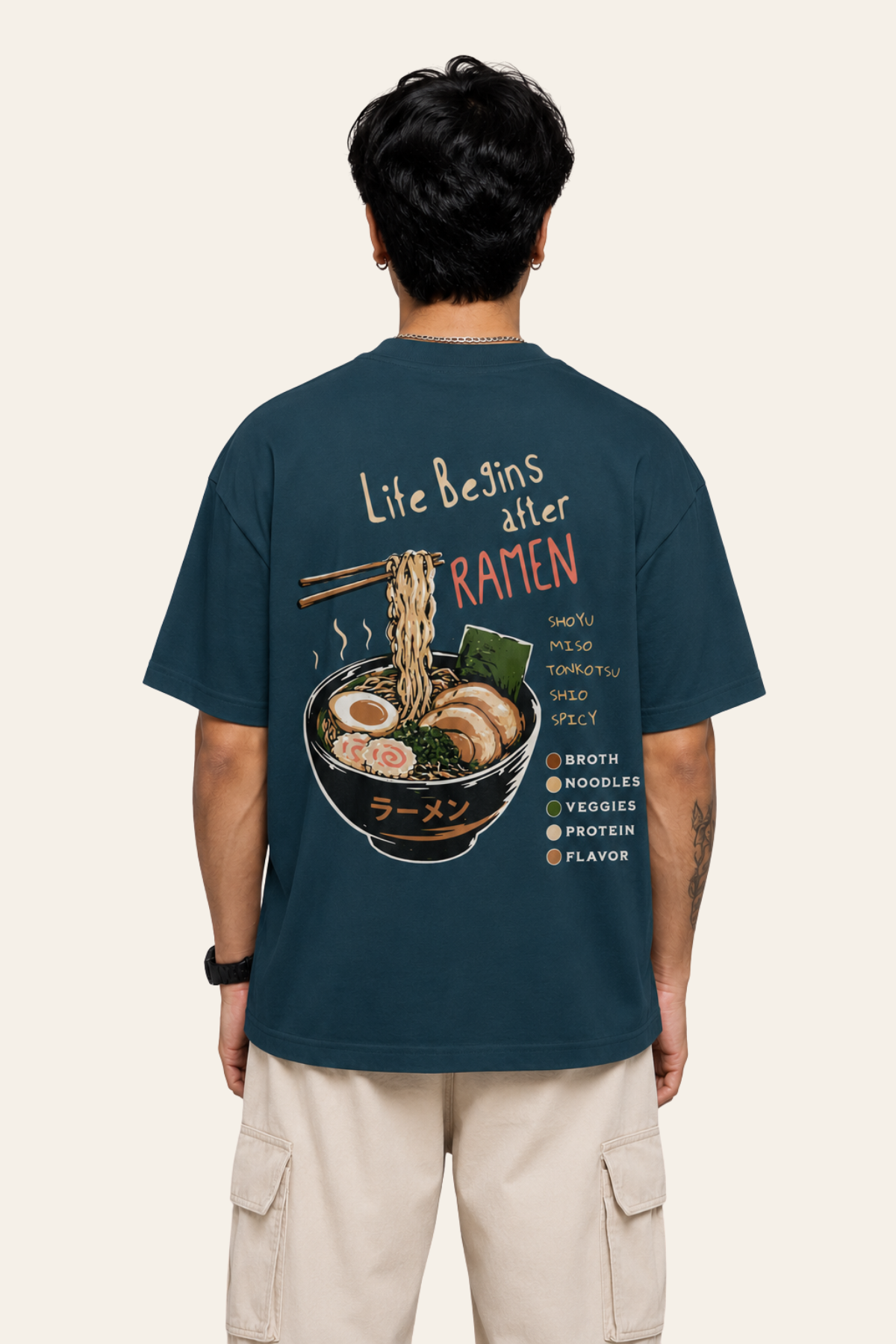 Ramen - Oversized Tee - Teal Blue