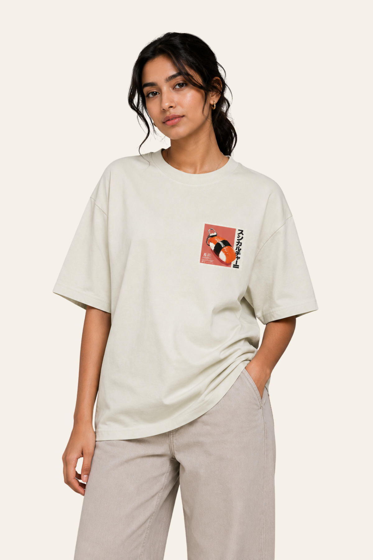 Sushi Culture - Oversized Tee - Beige