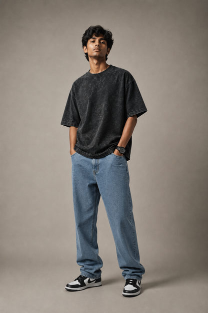 Oversized Premium Tee - Acid Wash - Black