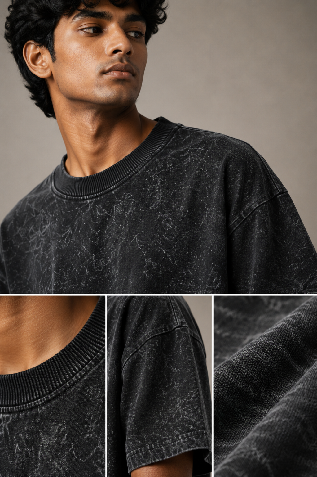 Oversized Premium Tee - Acid Wash - Black