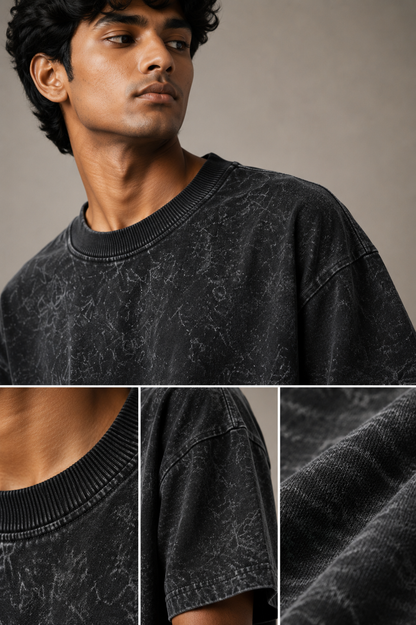 Oversized Premium Tee - Acid Wash - Black