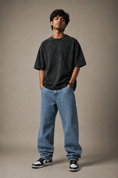 Oversized Premium Tee - Acid Wash - Black